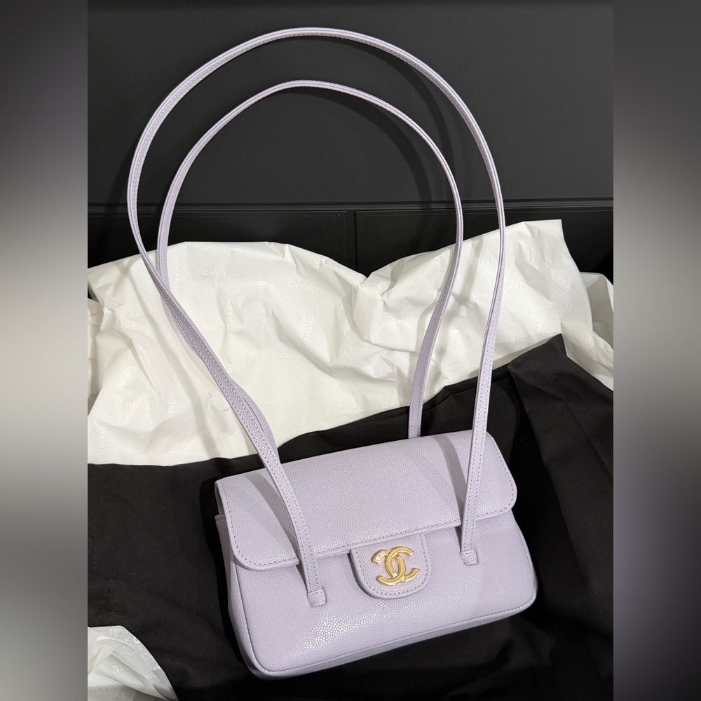 Chanel 26S Preppy Coco Mini Purple Caviar Leather Gold CC Logo Shoulder Bag - Picture 4 of 16